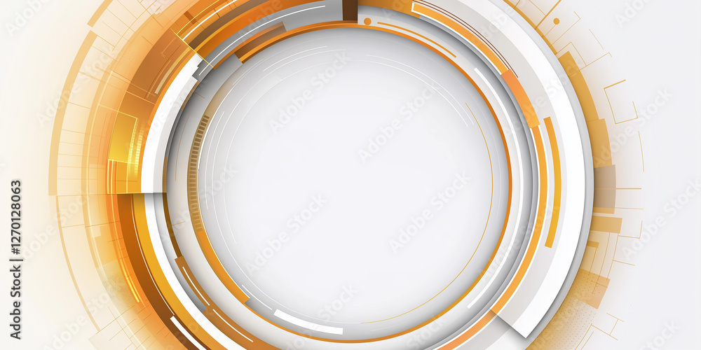 Poster Orange and white circular hud elements creating modern technological background