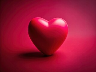 Fototapeta premium Simple, abstract pink heart, Valentine's Day aesthetic in red and pink minimalism.