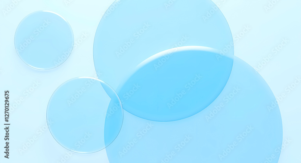 Poster overlapping translucent circles on a light blue background
