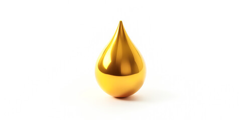 single golden liquid droplet on white background