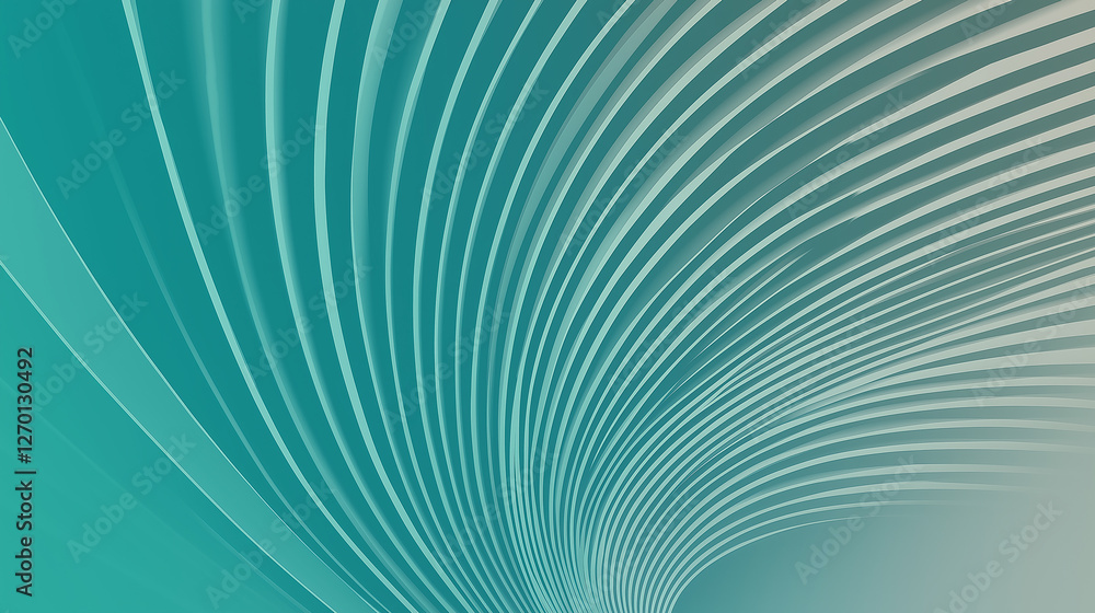 Poster abstract turquoise and gray lines creating a swirling pattern