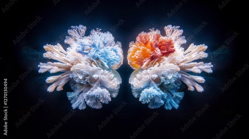 Poster abstract brain hemispheres logic creativity 3d render colorful art science concept