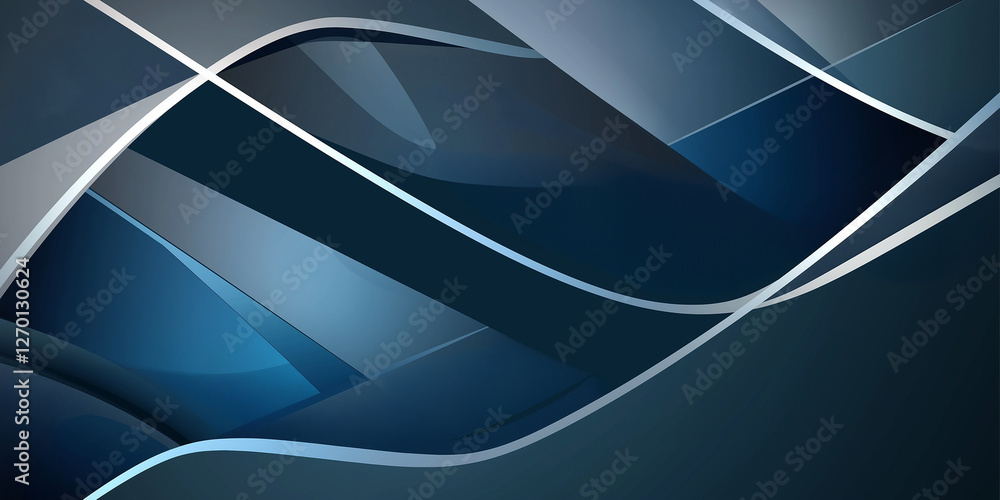 Poster Abstract blue and grey shapes creating dynamic composition
