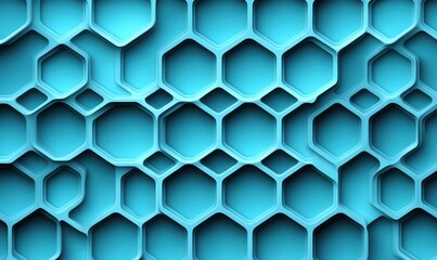 Abstract blue honeycomb pattern with three-dimensional depth and texture, suitable for backgrounds