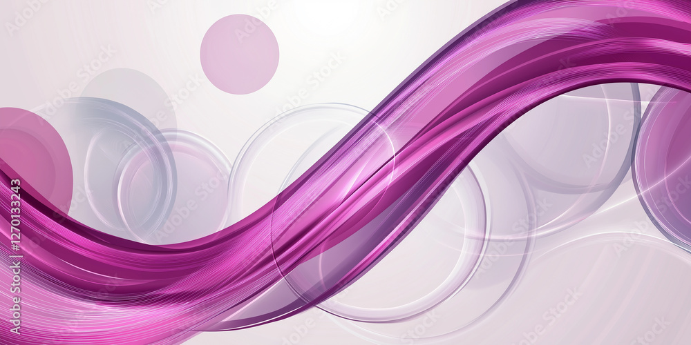 Poster purple wave flowing through circles abstract background