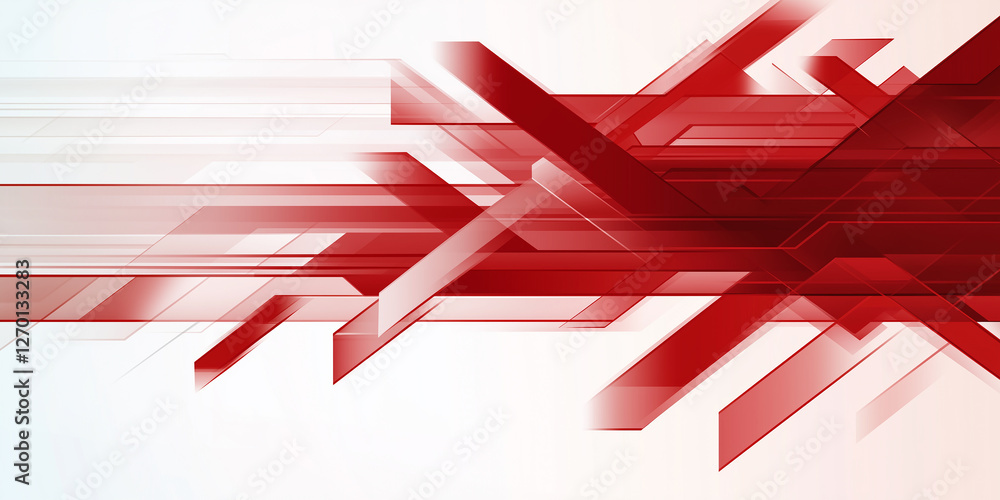 Leinwandbilder Abstract red geometric shapes creating dynamic composition on white background