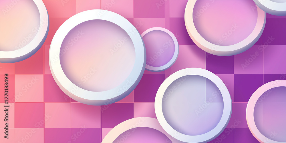 Aufkleber Abstract background showing overlapping circles creating depth and gradient colors on checkered pattern