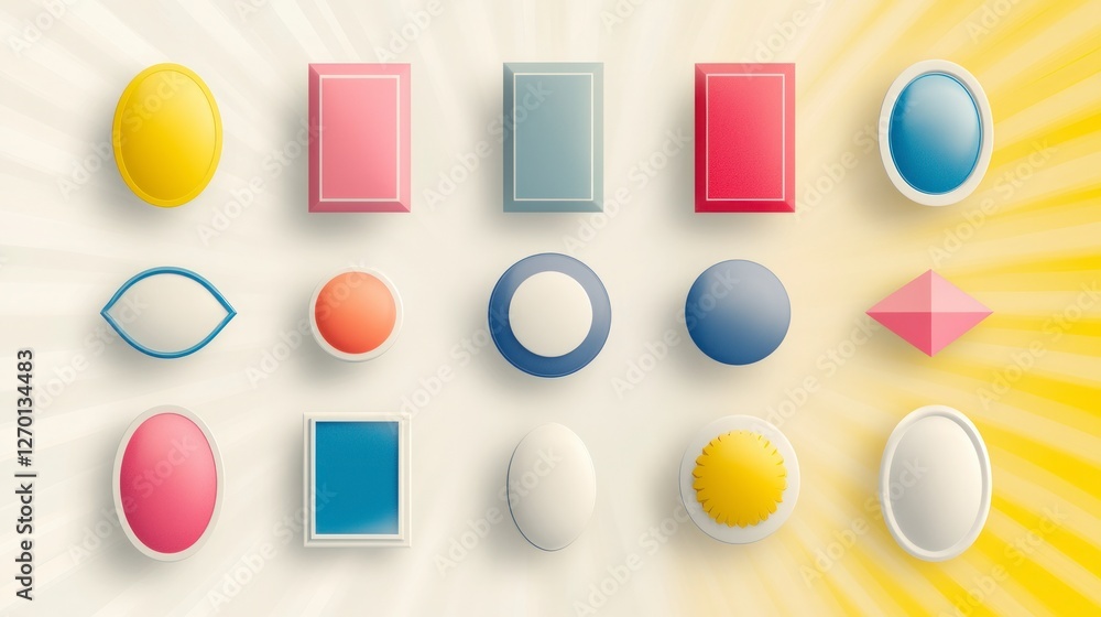 Poster retro shapes colorful badge label design elements