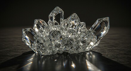 Translucent crystal shards with intricate reflections and prismatic effects