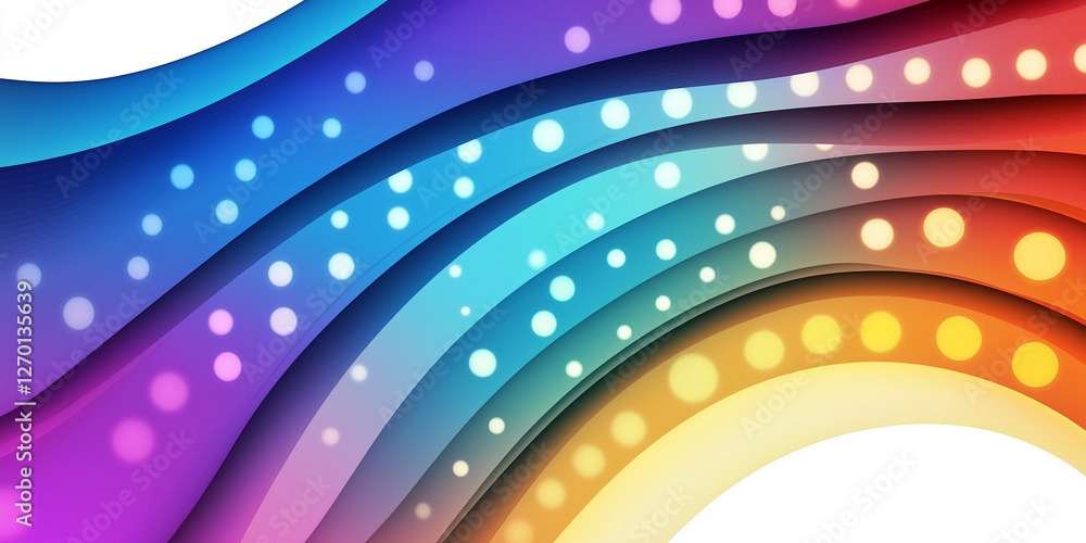 Poster Colorful wavy lines creating a lively and dynamic abstract background with bokeh effect