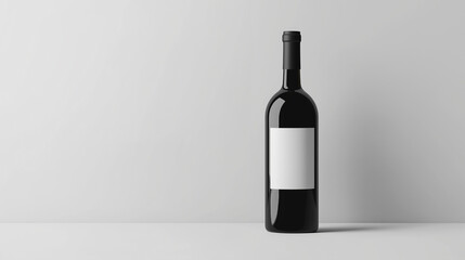 Wine Bottle Mockup with blank  white label isolated on white background