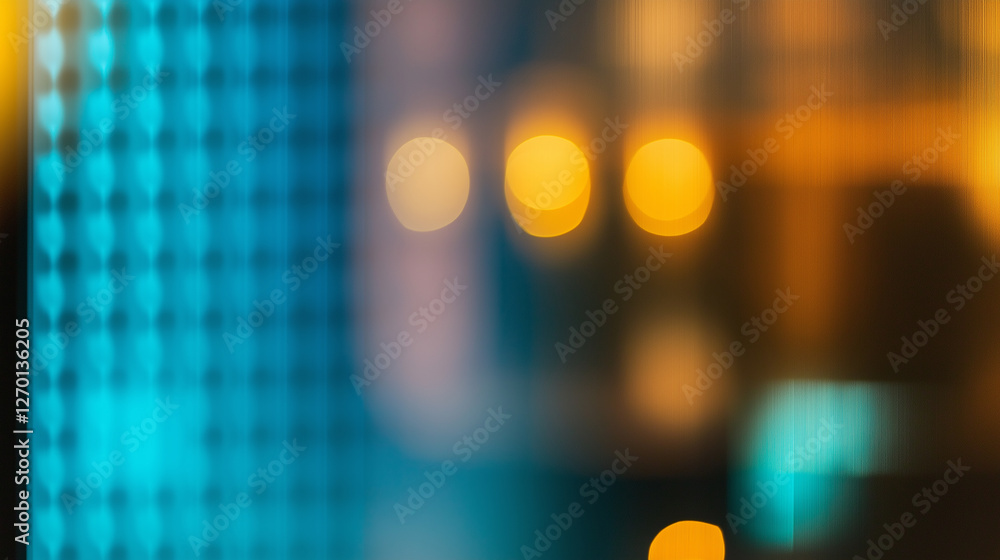 Poster blurred turquoise and yellow lights creating abstract background