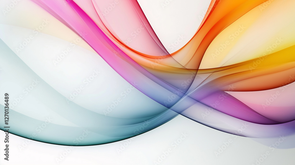 Poster colorful abstract lines flowing and intertwining on white background