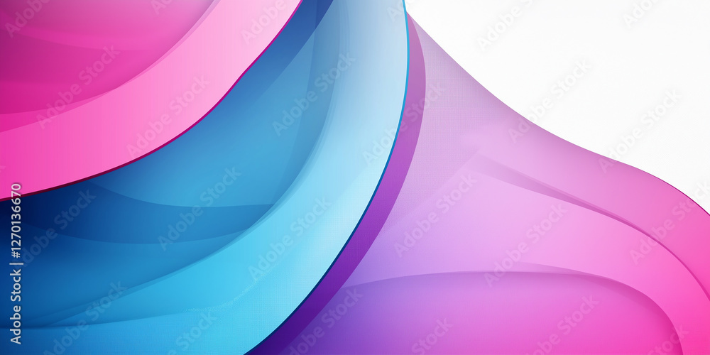 Poster abstract pink and blue curved shapes creating a dynamic background