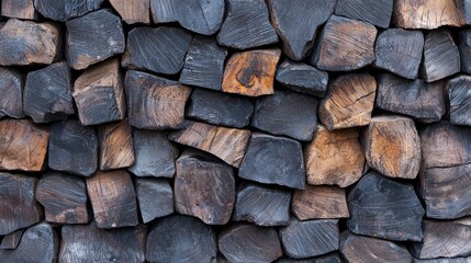 Stacked firewood, outdoor, autumn, texture background, for design