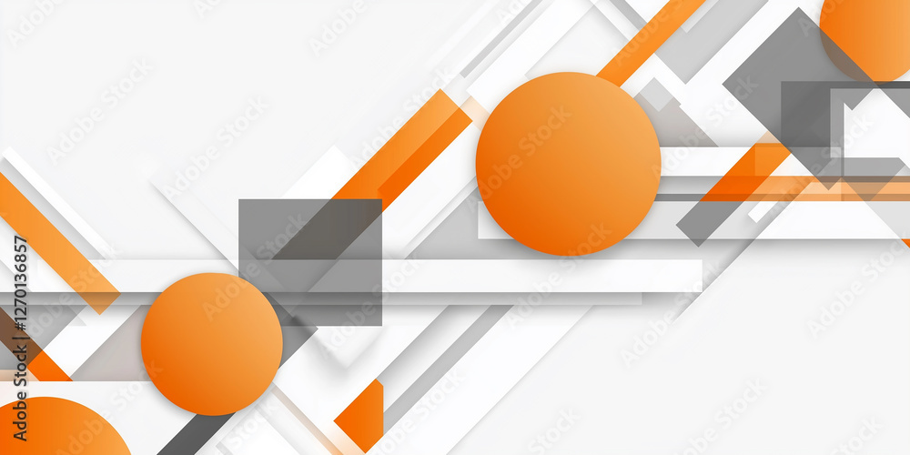 Poster Orange circles and gray rectangles creating modern abstract background
