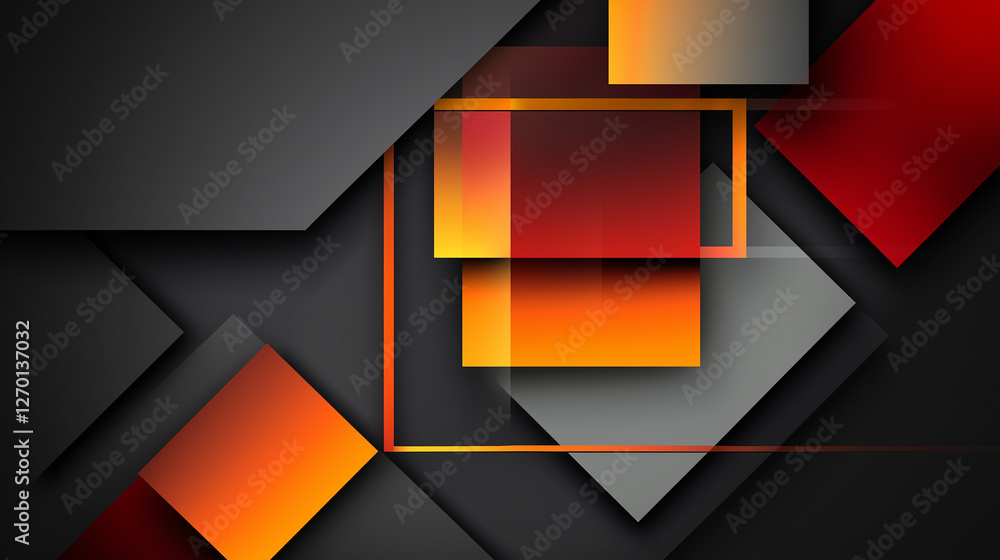 Poster Abstract geometric background with overlapping squares and triangles creating modern design