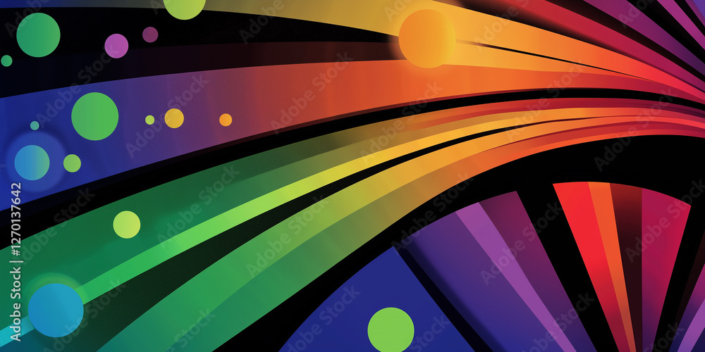 Poster Colorful lines and circles creating abstract background design