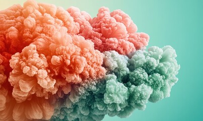 Abstract colorful smoke clouds blending in a serene atmosphere with a soft gradient background
