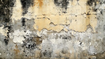 An old, distressed cement wall with visible cracks, worn patches, and rough, uneven surfaces.
