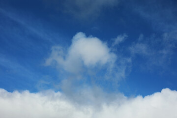 Blue sky with white fluffy clouds