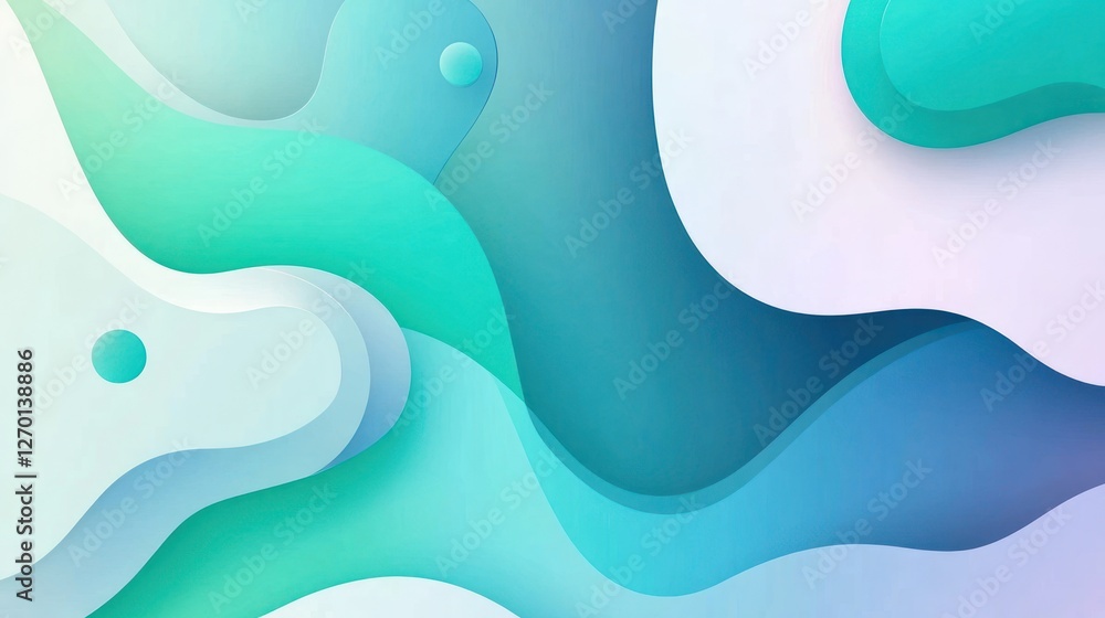 Poster serene abstract background with fluid gradient shapes and soft pastel colors