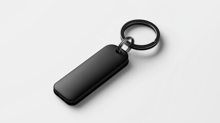 black keychain mockup isolated on white background