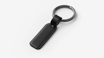 black keychain mockup isolated on white background