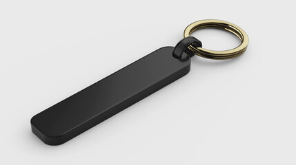 black keychain mockup isolated on white background