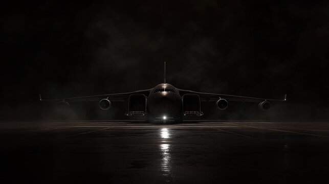 Dramatic Low-Key Image of a C-17 Globemaster Military Transport Plane