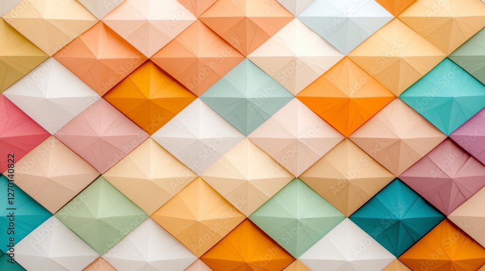 Poster abstract geometric pattern colorful 3d pyramid tiles background