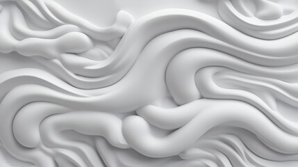 Obraz premium Abstract White Fluid Waves Sculpture with Smooth Curves and Textures under Soft Lighting