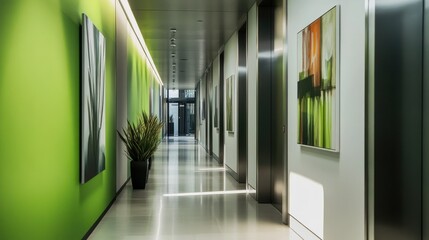 Modern Gallery Hallway: A Serene Passage of Art and Design