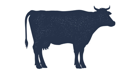 Cow, bull, beef. Hand drawn silhouette. Vintage retro print, black white cow, bull, beef sketch ink pencil drawing. Sketch artwork silhouette cow bull. Side view profile beef bull. Vector Illustration