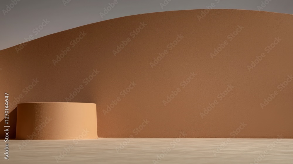 Poster minimalist beige background product display platform studio shot mockup empty space p