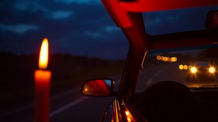 Night Drive, Candlelight, Car Interior, Road Trip