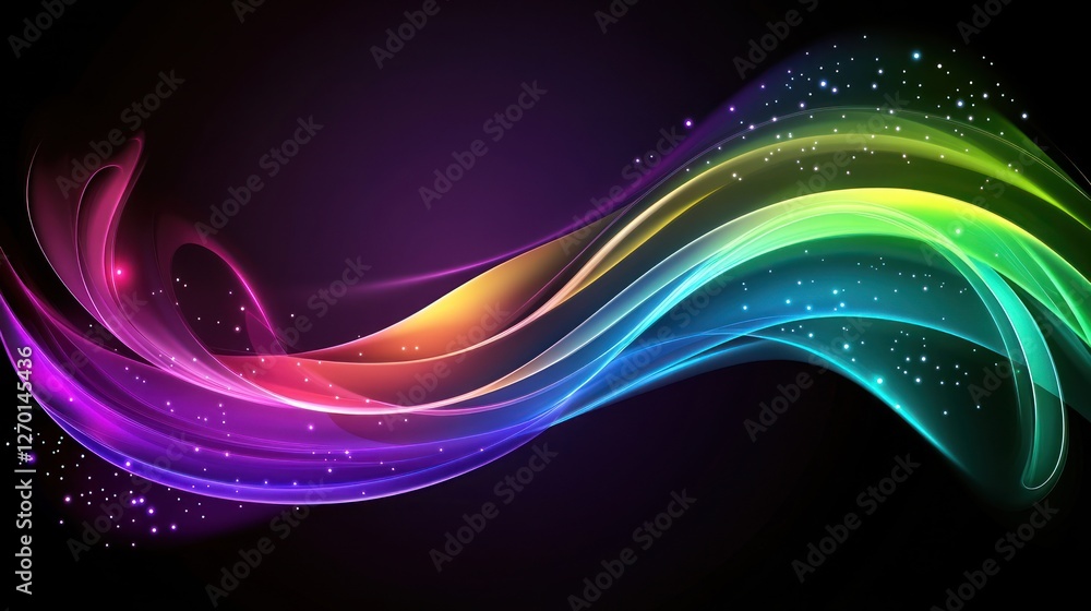 Aufkleber dynamic flowing rainbow light streaks with sparkling particle effects