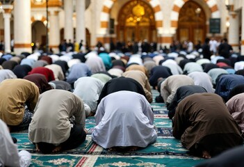 muslim people bowing down and praying