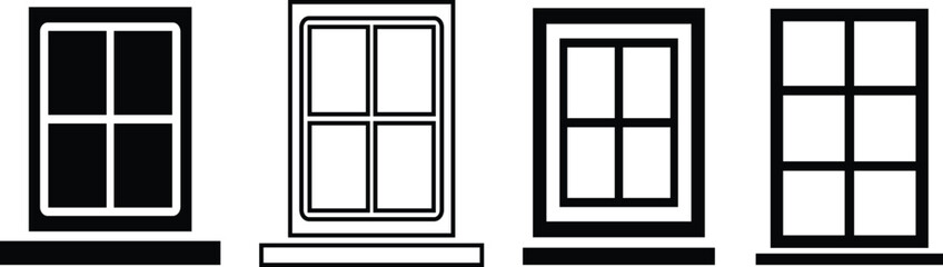 Simple Black and White Window Illustration. Window icon design template.