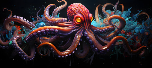 Obraz premium paper quilling kraken, ai generative