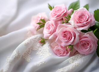 Obraz premium ピンクのバラのブーケ