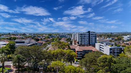 Obraz premium Aerial View of Sydney Suburbia Sydney Harbour and CBD the urban sprawl of NSW Australia