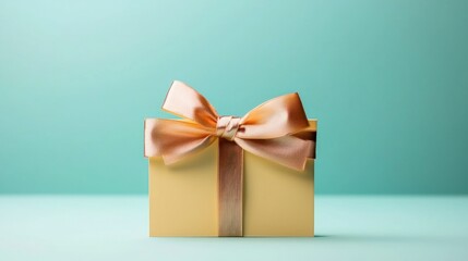 Elegant Gift Card Present Box with Satin Ribbon Bow  Pastel Background