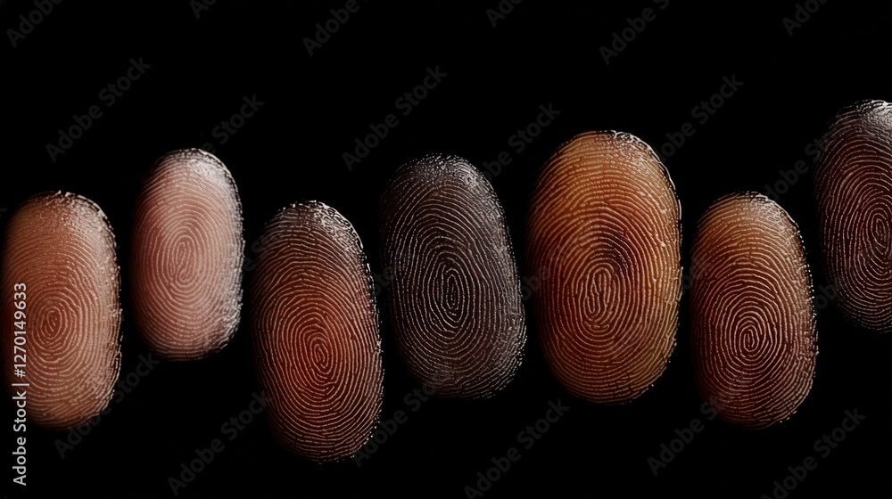 Poster unique fingerprint patterns identity diversity security concept