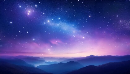 Fototapeta premium まるで宇宙に包まれるような、星の輝きが散りばめられた青紫の幻想的なグラデーションテクスチャ。 