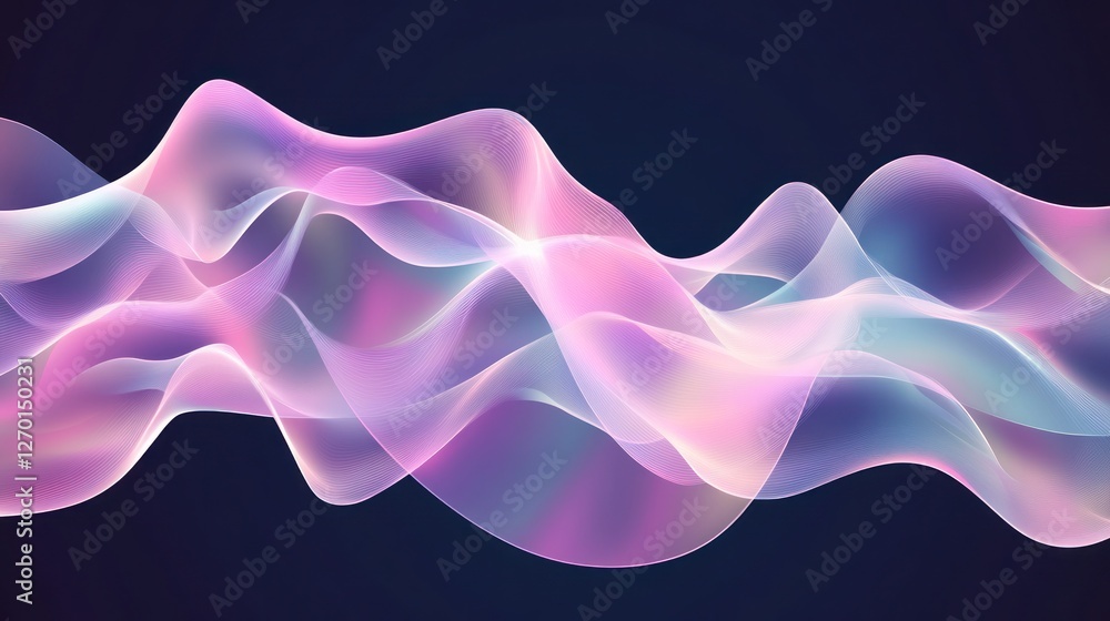 Poster abstract light waves on dark background for modern design concepts