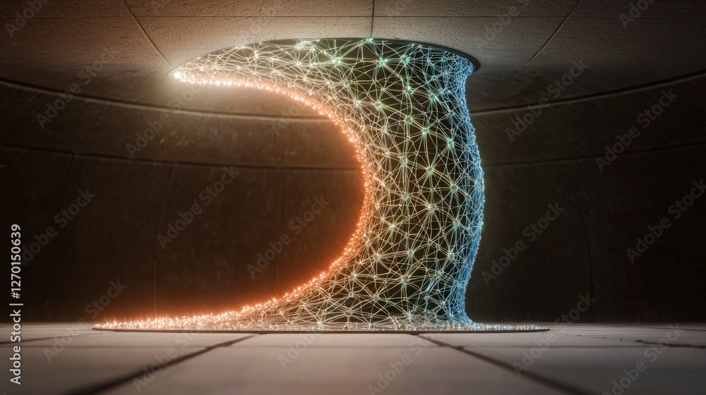 Aufkleber futuristic abstract energy flow glowing network 3d render sci fi illuminated design