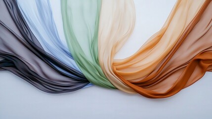 Elegant Draped Fabric  Soft Silk Texture  Fashion Design  Autumn Colors   Flowing Material