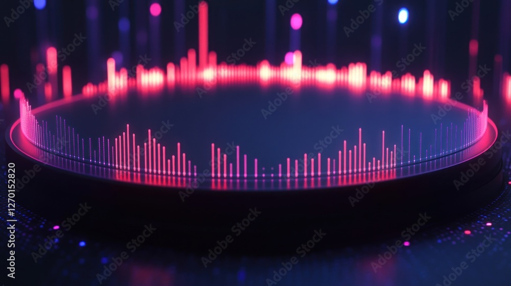 Aufkleber futuristic audio visualizer with glowing bars in a circular display