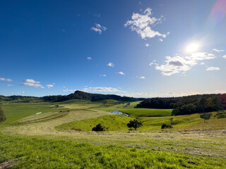 Green valley view on sunny morning in australia - perfect for wallpaper- backgrounds